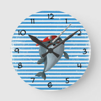 Horloge Ronde Cute Pirate Narwhal