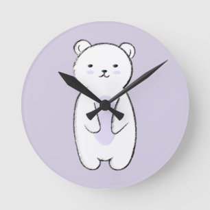 Horloge Ronde Cute Polar Bear Illustration