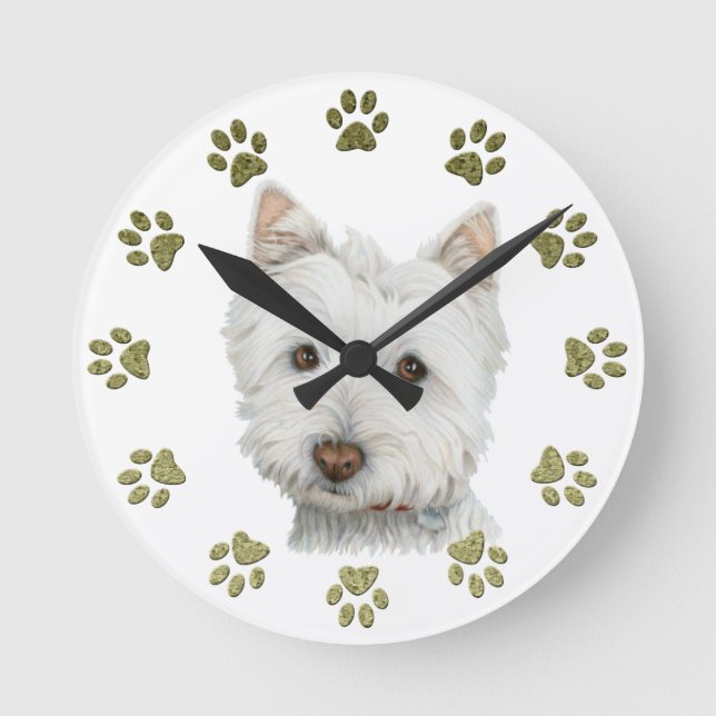 Horloge Ronde Cute Westie (Recto)