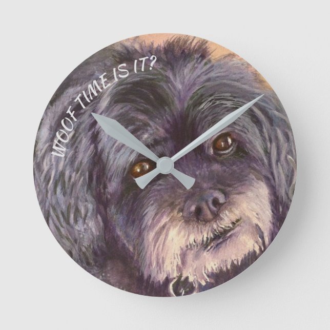 HORLOGE RONDE CUTIE NOIR COCK-A-POO MIX (Recto)