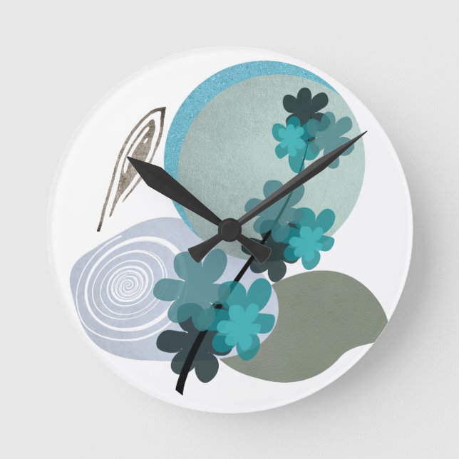 Horloge Ronde Cyan Boho (Recto)