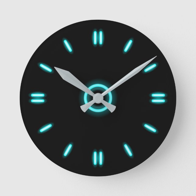 Horloge Ronde Cyan Neon (Recto)