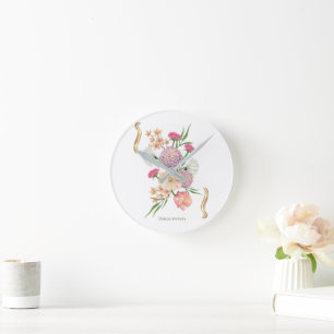 Horloge Ronde Dahlia Floral Design – Elegant