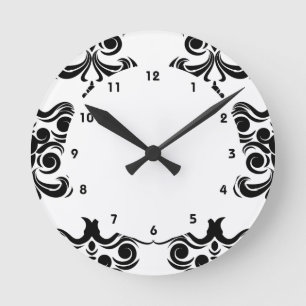 Horloge Ronde Damask Black and White