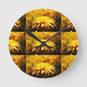 Horloge Ronde Dandelion Fleurs Jaunes Vins Printemps