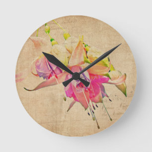 Horloge Ronde Danser Dans Le Vent - Fleurs Fuchsia