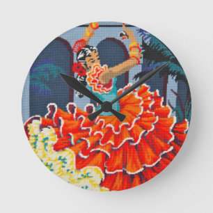 Horloge Ronde Danseur de flamenco dans l'horloge murale de