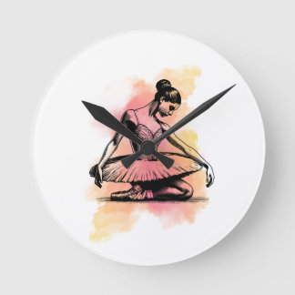Horloge Ronde Danseuse de ballet dansant en couleur
