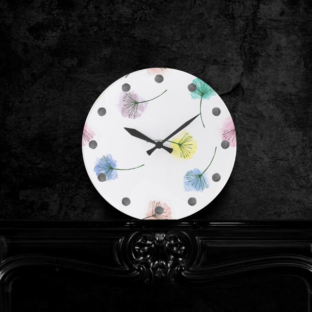 Horloge Ronde Dansons | Motif floral aquarelle (Créateur téléchargé)