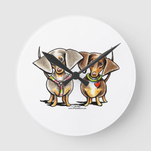 Horloge Ronde Dashing Dachshunds Appelés