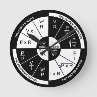 Horloge ronde de la loi d'Ohm cadran noir et blanc