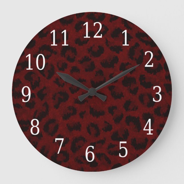 Horloge ronde de la peau du léopard rouge (Recto)