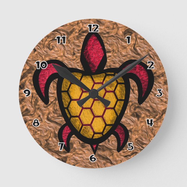 Horloge ronde de la tortue orange (Recto)