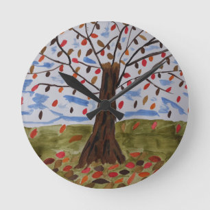 Horloge ronde de l'arbre d'automne