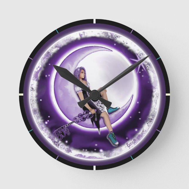 Horloge ronde de l'enfant de la lune violette (Recto)