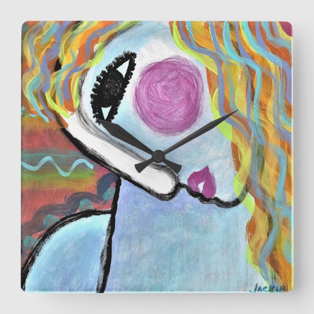 Horloge ronde de peinture Abstraite colorée (Recto)