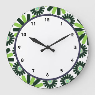 horloge ronde de rétro fleur verte vintage génia