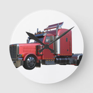Horloge Ronde De rouge camion métallique de Traler de tracteur