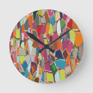 Horloge Ronde Déco géométrique Art moderne multicolore