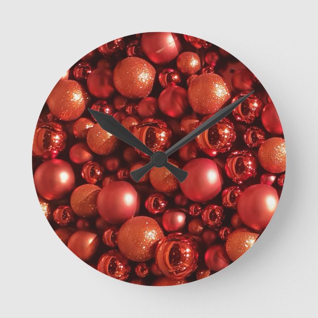 Horloge Ronde Décor de Noël Baubles rouges (Recto)