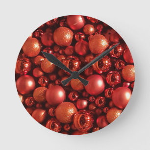 Horloge Ronde Décor de Noël Baubles rouges