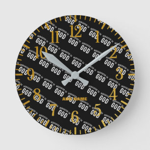 HORLOGE RONDE DÉDIÉ À DIEU PERSONNALISABLE COOL TEXTE BLANC
