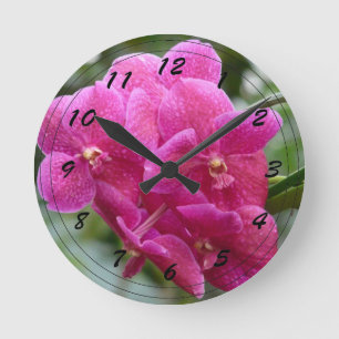 Horloge Ronde Deep Pink Vanda Orchid