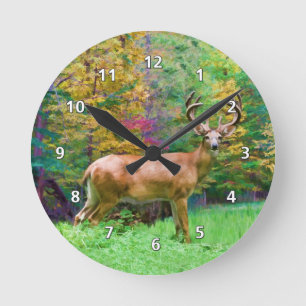 Horloge Ronde Deer on an Autumn Morning
