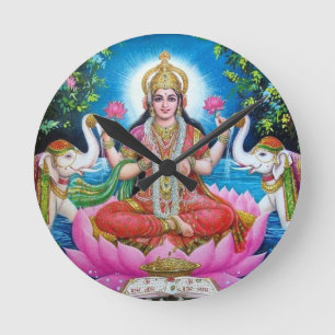 Horloge Ronde Déesse de Lakshmi de l'amour, de la prospérité,