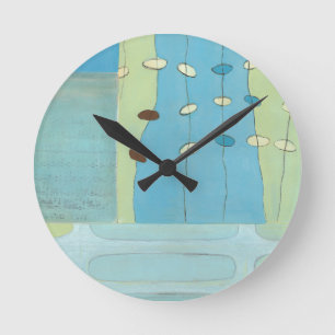 Horloge Ronde Défilé bleu abstrait d'oeufs