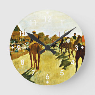 Horloge Ronde Degas : Chevaux de course devant les tribunes