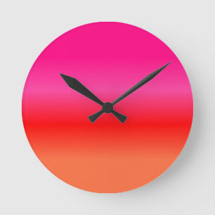 Horloge Ronde Dégradé de rose, rouge et orange