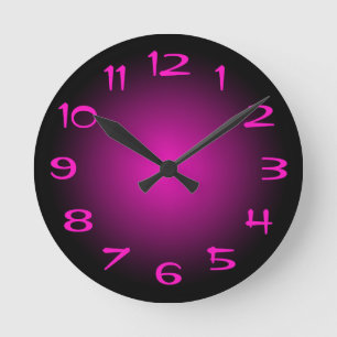 Horloge Ronde Dégradé radial noir et rose chaud