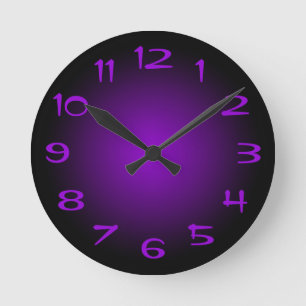 Horloge Ronde Dégradé radial violet foncé et noir