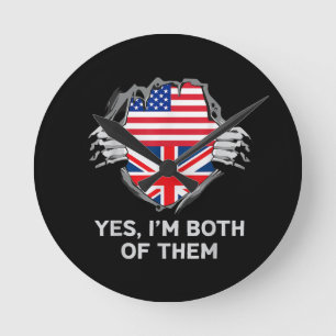 Horloge Ronde Demi-Américain Moitié Anglais USA Angleterre Drape