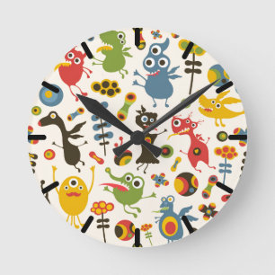 Horloge Ronde Des monstres heureux