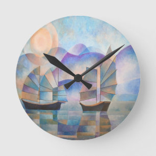 Horloge Ronde Des nuances de tranquillité Joncs orientaux