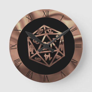 Horloge Ronde Dés RPG   Imaginaire cuivre Retro Tabletop PnP Gam