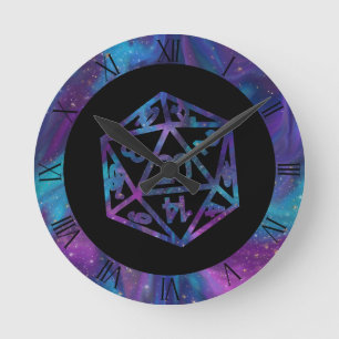 Horloge Ronde Dés RPG Nebula Imaginaire Retro Tabletop PnP Gam