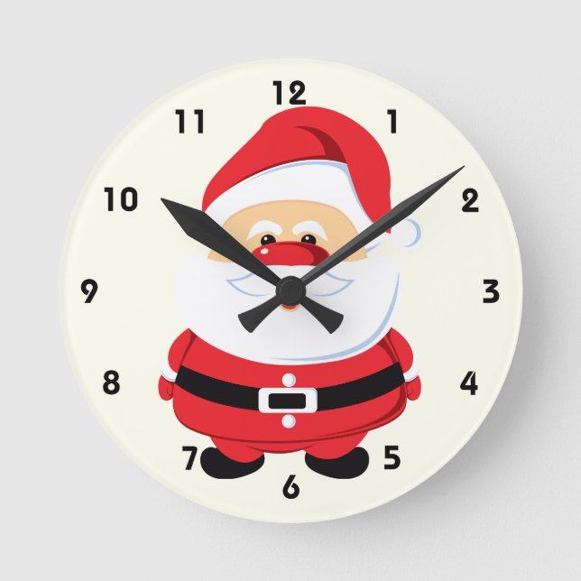 Horloge Ronde Design de Noël du Père Noël (Recto)