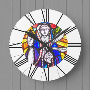 Horloge Ronde Design en verre tendu Numéros romains Église Horlo