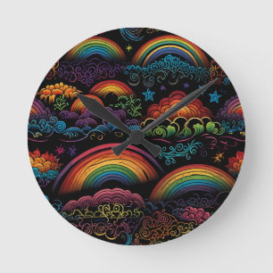 Horloge Ronde Design LGBYQ arc-en-ciel