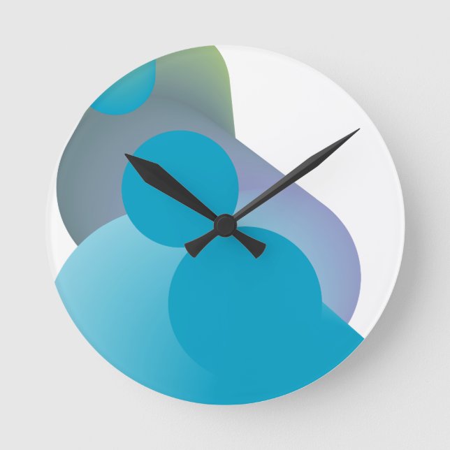Horloge Ronde Design moderne bleu funky (Recto)