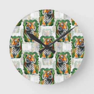 Horloge Ronde Design Motif de tigre
