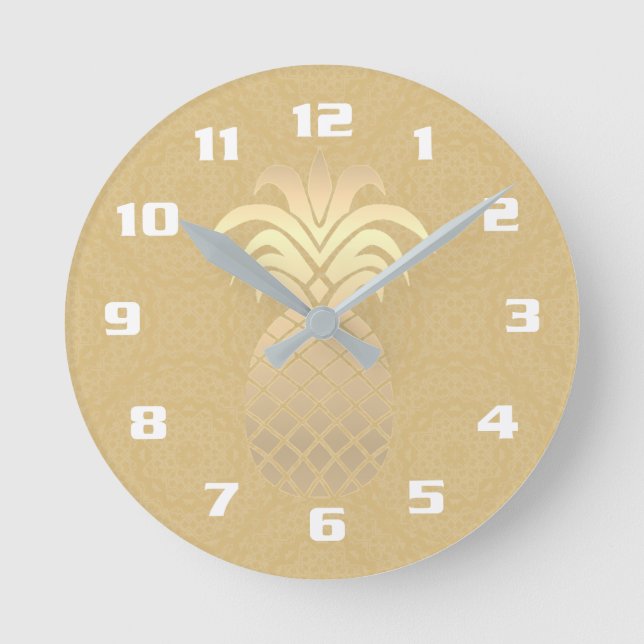 Horloge Ronde Design propre et élégant d'ananas sur bronzage cla (Recto)