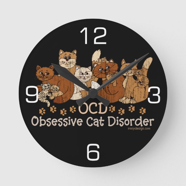 Horloge Ronde Désordre obsédant de chat d'OCD (Recto)