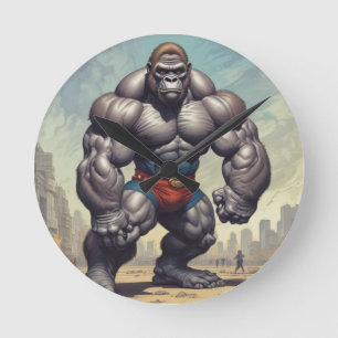 Horloge Ronde Dessin d'art pop de Gorilla Bodybuilder