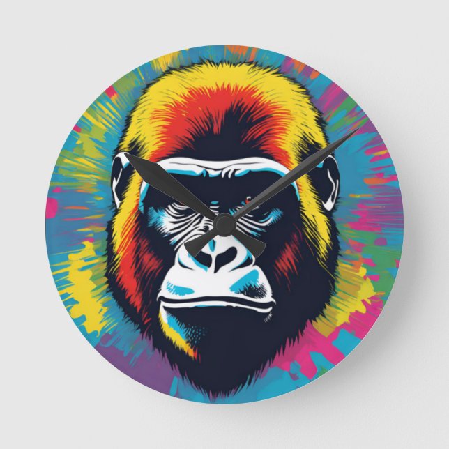 Horloge Ronde Dessin de dessin de peinture Gorilla Pop (Recto)