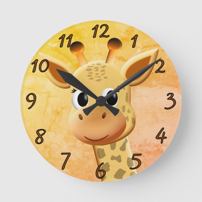 Horloge Ronde Dessin de Giraffe Bébé mignonne (Recto)