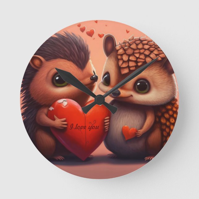Horloge Ronde Dessin de Saint Valentin sur mesure (Recto)